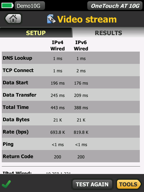 福祿克1T10G-1000 網絡測試儀 應用測試界面 福祿克1T10G-1000 網絡測試儀 應用測試界面